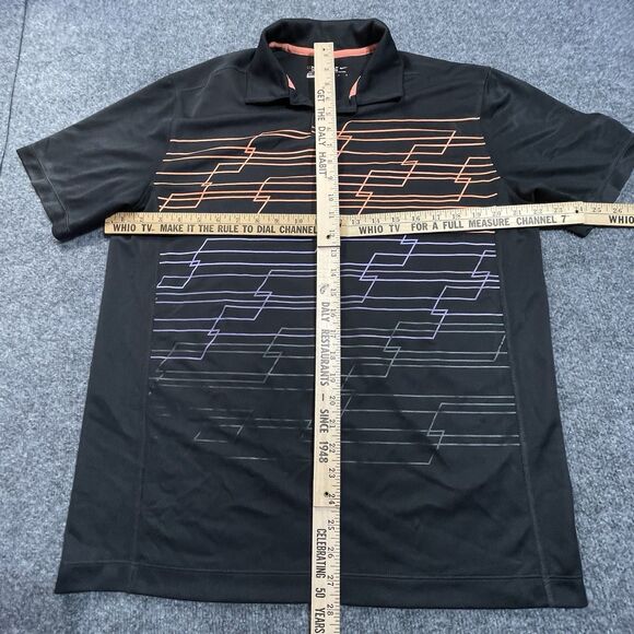 Nike Golf Performance Polo Shirt Mens Large Black Dri Fit Black Geometric Logo - Picture 7 of 13
